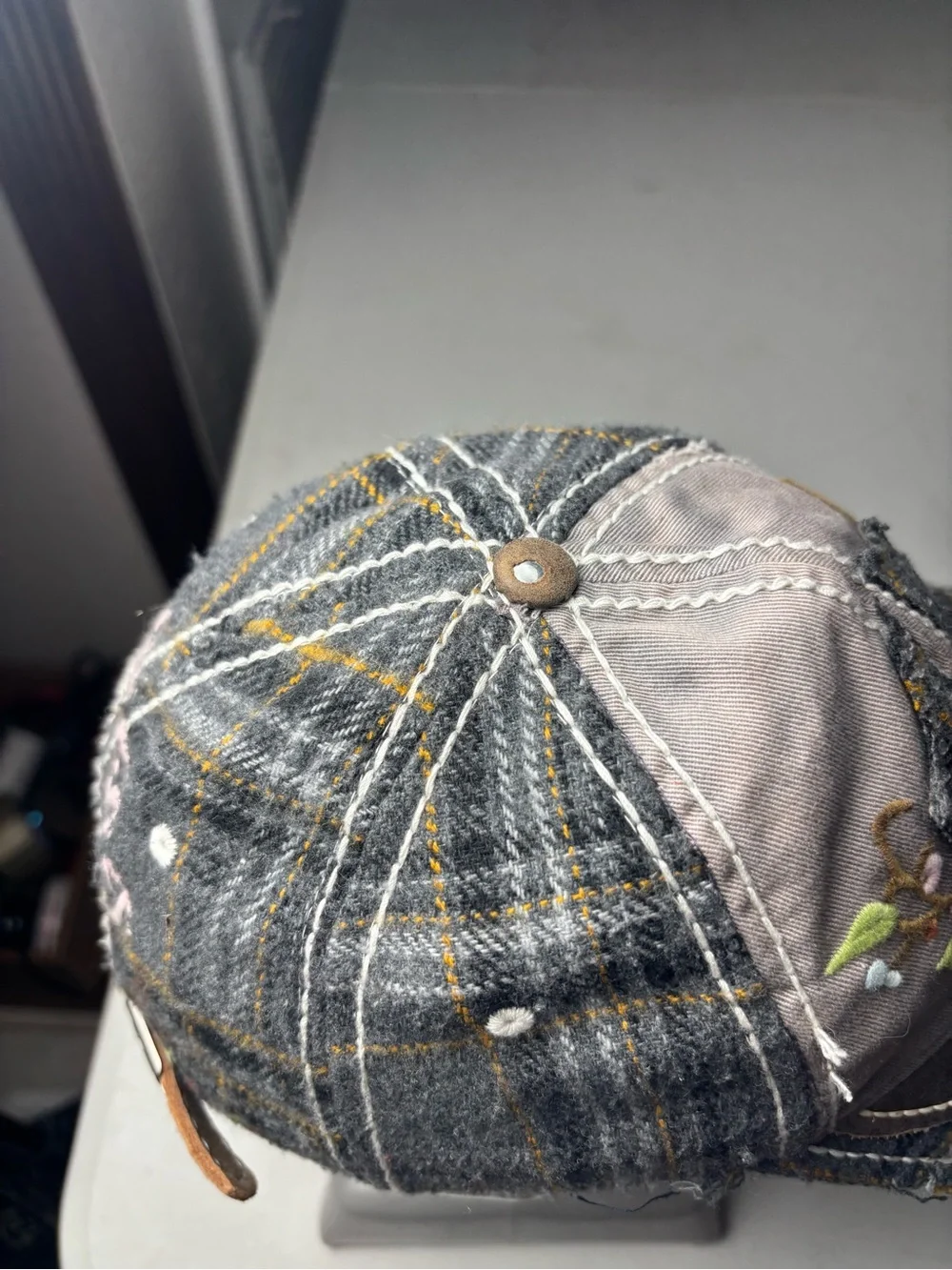 True Religion Distressed Multicolor Vintage Denim Cap Hat women Snapback